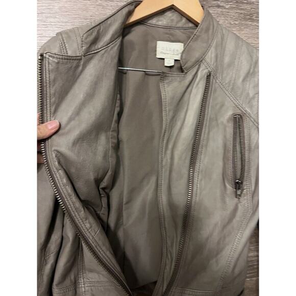 Hinge Gray Leather Full Zip Moto Jacket Small Short Grunge Fitted Biker - Picture 6 of 10